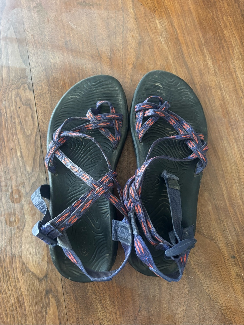 Chaco Women’s Navy and Orange Strappy Hiking Sandals